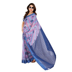 Mayawye Women's Georgette Printed Saree With Unstitched Blouse 5.5Mtr (Blue)