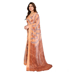 Mayawye Women's Georgette Printed Saree With Unstitched Blouse 5.5Mtr (Orange)