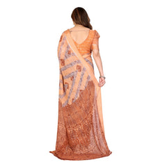 Mayawye Women's Georgette Printed Saree With Unstitched Blouse 5.5Mtr (Orange)