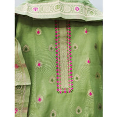 Mayawye Women's Banarasi Silk Printed Unstitched Salwar Suit Material With Dupatta (Pista, 3Mtrs)