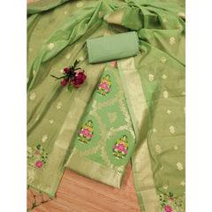 Mayawye Women's Banarasi Silk Printed Unstitched Salwar Suit Material With Dupatta (Pista, 3Mtrs)