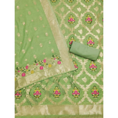 Mayawye Women's Banarasi Silk Printed Unstitched Salwar Suit Material With Dupatta (Pista, 3Mtrs)