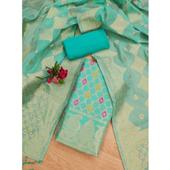 Mayawye Women's Banarasi Silk Printed Unstitched Salwar Suit Material With Dupatta (sea green, 3Mtrs)