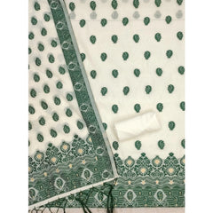 Mayawye Women's Banarasi Silk Printed Unstitched Salwar Suit Material With Dupatta (Bottle Green, 3Mtrs)