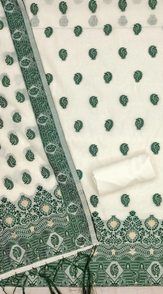 Mayawye Women's Banarasi Silk Printed Unstitched Salwar Suit Material With Dupatta (Bottle Green, 3Mtrs)