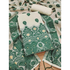 Mayawye Women's Banarasi Silk Printed Unstitched Salwar Suit Material With Dupatta (Bottle Green, 3Mtrs)