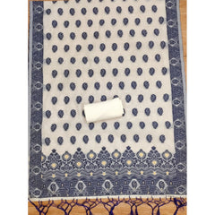 Mayawye Women's Banarasi Silk Printed Unstitched Salwar Suit Material With Dupatta (Navy Blue, 3Mtrs)