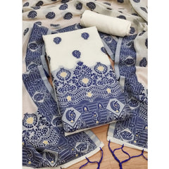 Mayawye Women's Banarasi Silk Printed Unstitched Salwar Suit Material With Dupatta (Navy Blue, 3Mtrs)