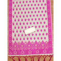 Mayawye Women's Banarasi Silk Printed Unstitched Salwar Suit Material With Dupatta (Pink, 3Mtrs)