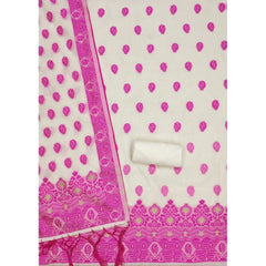 Mayawye Women's Banarasi Silk Printed Unstitched Salwar Suit Material With Dupatta (Pink, 3Mtrs)