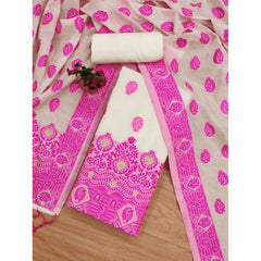 Mayawye Women's Banarasi Silk Printed Unstitched Salwar Suit Material With Dupatta (Pink, 3Mtrs)