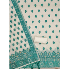Mayawye Women's Banarasi Silk Printed Unstitched Salwar Suit Material With Dupatta (Teal, 3Mtrs)