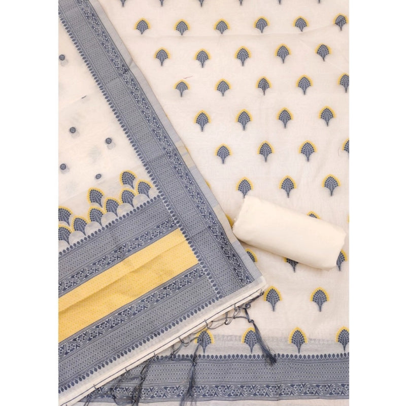 Mayawye Women's Banarasi Silk Printed Unstitched Salwar Suit Material With Dupatta (Grey, 3Mtrs)