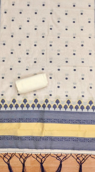 Mayawye Women's Banarasi Silk Printed Unstitched Salwar Suit Material With Dupatta (Navy Blue, 3Mtrs)