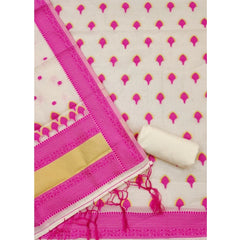 Mayawye Women's Banarasi Silk Printed Unstitched Salwar Suit Material With Dupatta (Pink, 3Mtrs)