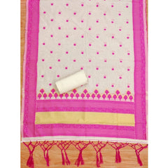 Mayawye Women's Banarasi Silk Printed Unstitched Salwar Suit Material With Dupatta (Pink, 3Mtrs)
