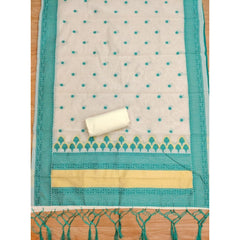 Mayawye Women's Banarasi Silk Printed Unstitched Salwar Suit Material With Dupatta (Teal, 3Mtrs)