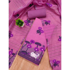 Mayawye Women's Banarasi Silk Printed Unstitched Salwar Suit Material With Dupatta (Pink, 3Mtrs)