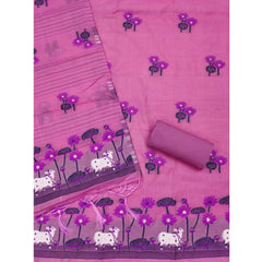 Mayawye Women's Banarasi Silk Printed Unstitched Salwar Suit Material With Dupatta (Pink, 3Mtrs)