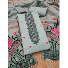 Mayawye Women's Banarasi Silk Printed Unstitched Salwar Suit Material With Dupatta (Grey, 3Mtrs)
