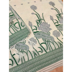 Mayawye Women's Banarasi Silk Printed Unstitched Salwar Suit Material With Dupatta (OffWhite, 3Mtrs)