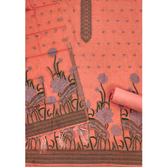 Mayawye Women's Banarasi Silk Printed Unstitched Salwar Suit Material With Dupatta (Peach, 3Mtrs)