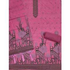 Mayawye Women's Banarasi Silk Printed Unstitched Salwar Suit Material With Dupatta (Pink, 3Mtrs)