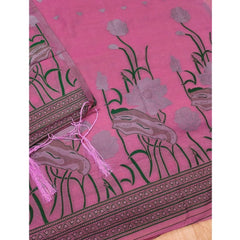 Mayawye Women's Banarasi Silk Printed Unstitched Salwar Suit Material With Dupatta (Pink, 3Mtrs)