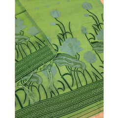 Mayawye Women's Banarasi Silk Printed Unstitched Salwar Suit Material With Dupatta (Pista, 3Mtrs)