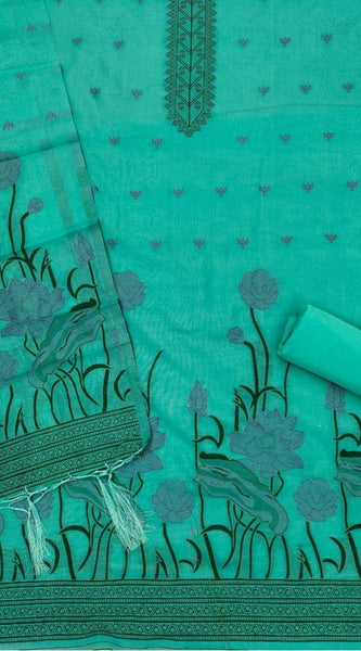 Mayawye Women's Banarasi Silk Printed Unstitched Salwar Suit Material With Dupatta (sea Green, 3Mtrs)