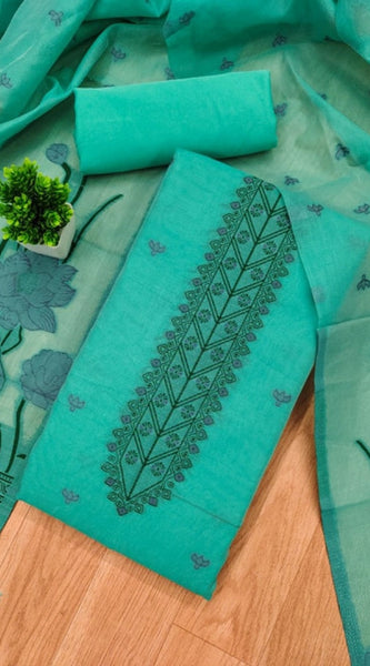 Mayawye Women's Banarasi Silk Printed Unstitched Salwar Suit Material With Dupatta (sea Green, 3Mtrs)