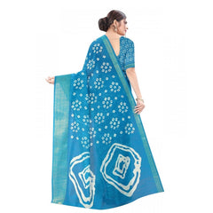 Mayawye Women's Cotton Silk Bandhni Saree With Unstitched Blouse 5.5Mtr (Sky Blue)