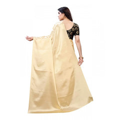 Mayawye Women's Satin Printed Saree With Unstitched Blouse 5.5Mtr (Chiku)