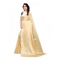 Mayawye Women's Satin Printed Saree With Unstitched Blouse 5.5Mtr (Chiku)