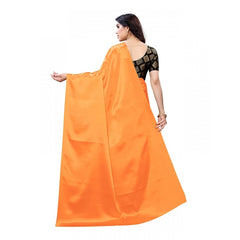 Mayawye Women's Satin Printed Saree With Unstitched Blouse 5.5Mtr (Mustard)