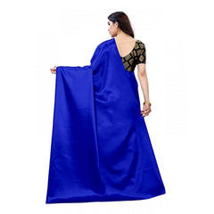 Mayawye Women's Satin Printed Saree With Unstitched Blouse 5.5Mtr (Royal Blue)