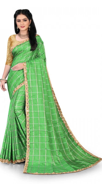 Mayawye Women's Sana Silk Bandhni Saree With Unstitched Blouse 5.5Mtr (Green)