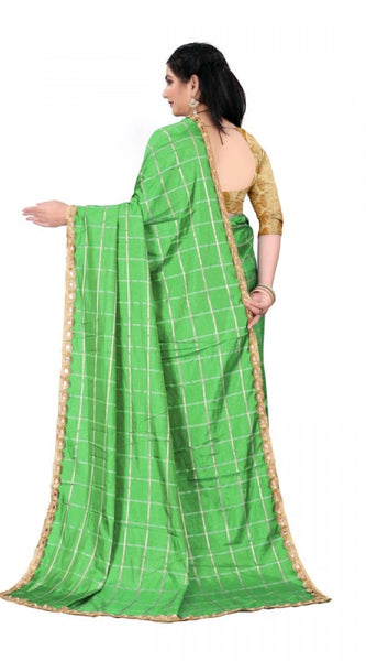 Mayawye Women's Sana Silk Bandhni Saree With Unstitched Blouse 5.5Mtr (Green)