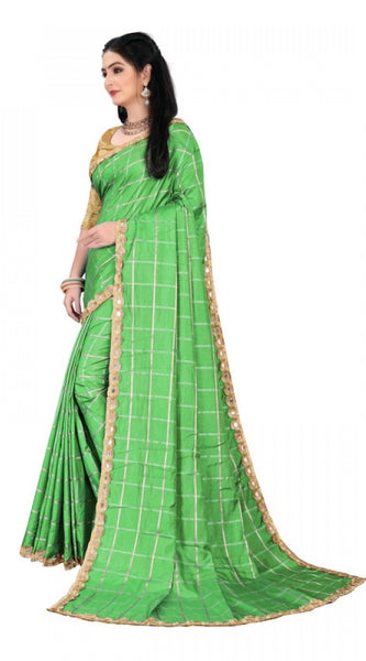 Mayawye Women's Sana Silk Bandhni Saree With Unstitched Blouse 5.5Mtr (Green)