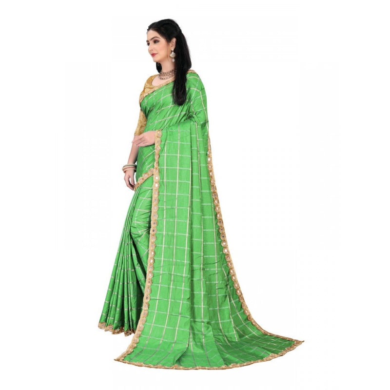 Mayawye Women's Sana Silk Bandhni Saree With Unstitched Blouse 5.5Mtr (Green)