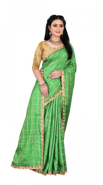 Mayawye Women's Sana Silk Bandhni Saree With Unstitched Blouse 5.5Mtr (Green)