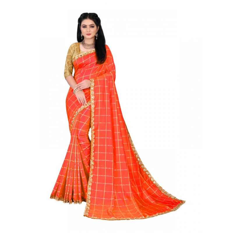 Mayawye Women's Sana Silk Bandhni Saree With Unstitched Blouse 5.5Mtr (Orange)