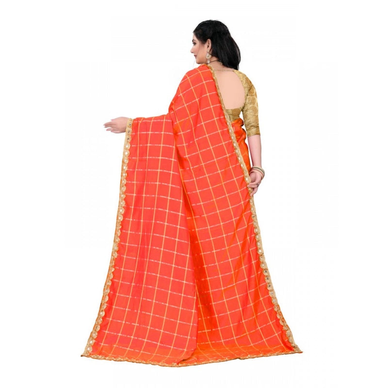 Mayawye Women's Sana Silk Bandhni Saree With Unstitched Blouse 5.5Mtr (Orange)