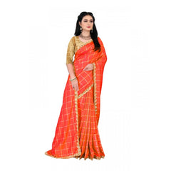 Mayawye Women's Sana Silk Bandhni Saree With Unstitched Blouse 5.5Mtr (Orange)