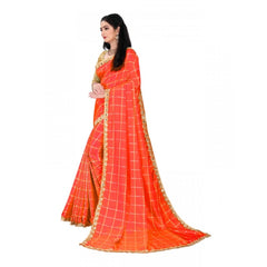 Mayawye Women's Sana Silk Bandhni Saree With Unstitched Blouse 5.5Mtr (Orange)