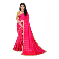 Mayawye Women's Sana Silk Bandhni Saree With Unstitched Blouse 5.5Mtr (Pink)