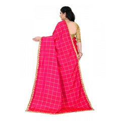Mayawye Women's Sana Silk Bandhni Saree With Unstitched Blouse 5.5Mtr (Pink)