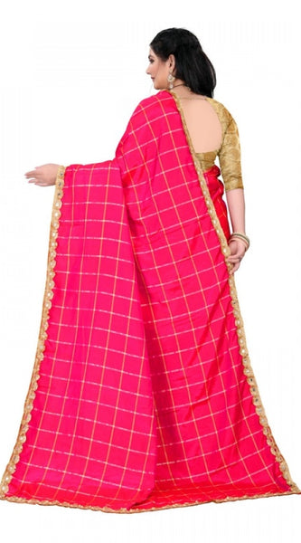 Mayawye Women's Sana Silk Bandhni Saree With Unstitched Blouse 5.5Mtr (Pink)