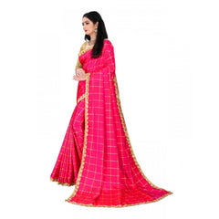 Mayawye Women's Sana Silk Bandhni Saree With Unstitched Blouse 5.5Mtr (Pink)