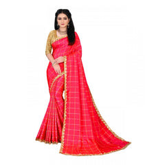 Mayawye Women's Sana Silk Bandhni Saree With Unstitched Blouse 5.5Mtr (Red)